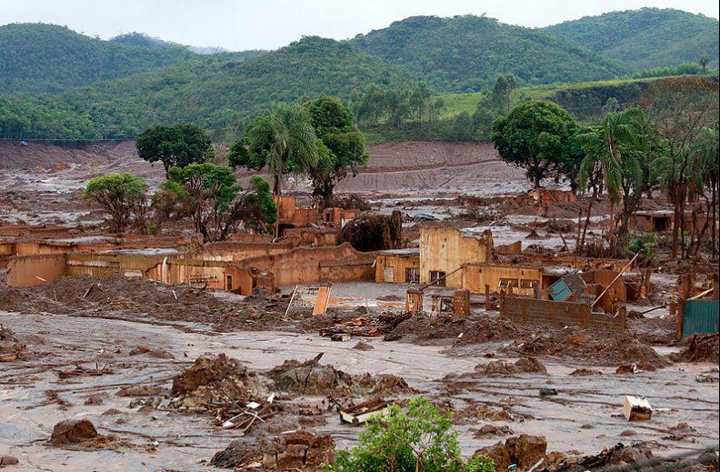 The photo shows the Mariana dam disaster occurred in 2015. Insurance Companies in Brazil.