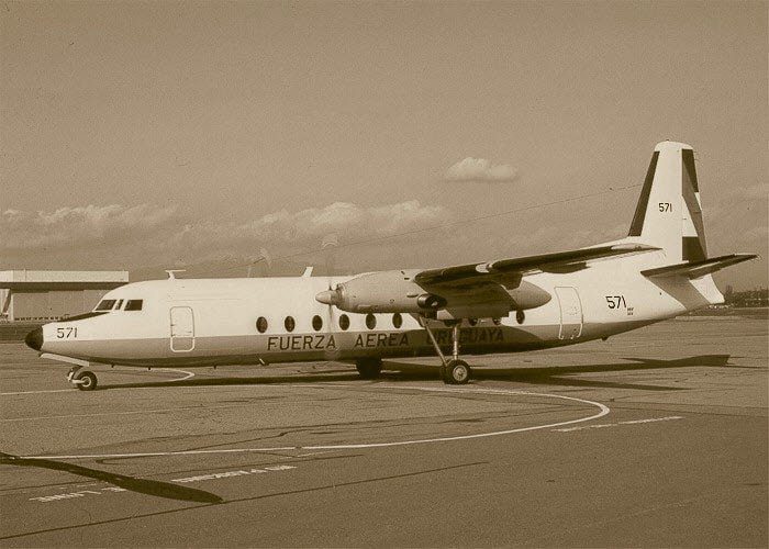 The image shows Photo of a plane of Flight 571 of the Uruguayan Air Force that crashed in Mendoza, Argentina, in the Andes mountains.