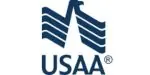 Logo Images: USAA. The USAA logo has the brand name in capital letters, and above the name has a stylized eagle shape that resembles the symbol of the American military. The brand and the stylized eagle give a sense of reliability. World Insurance Companies Logos.